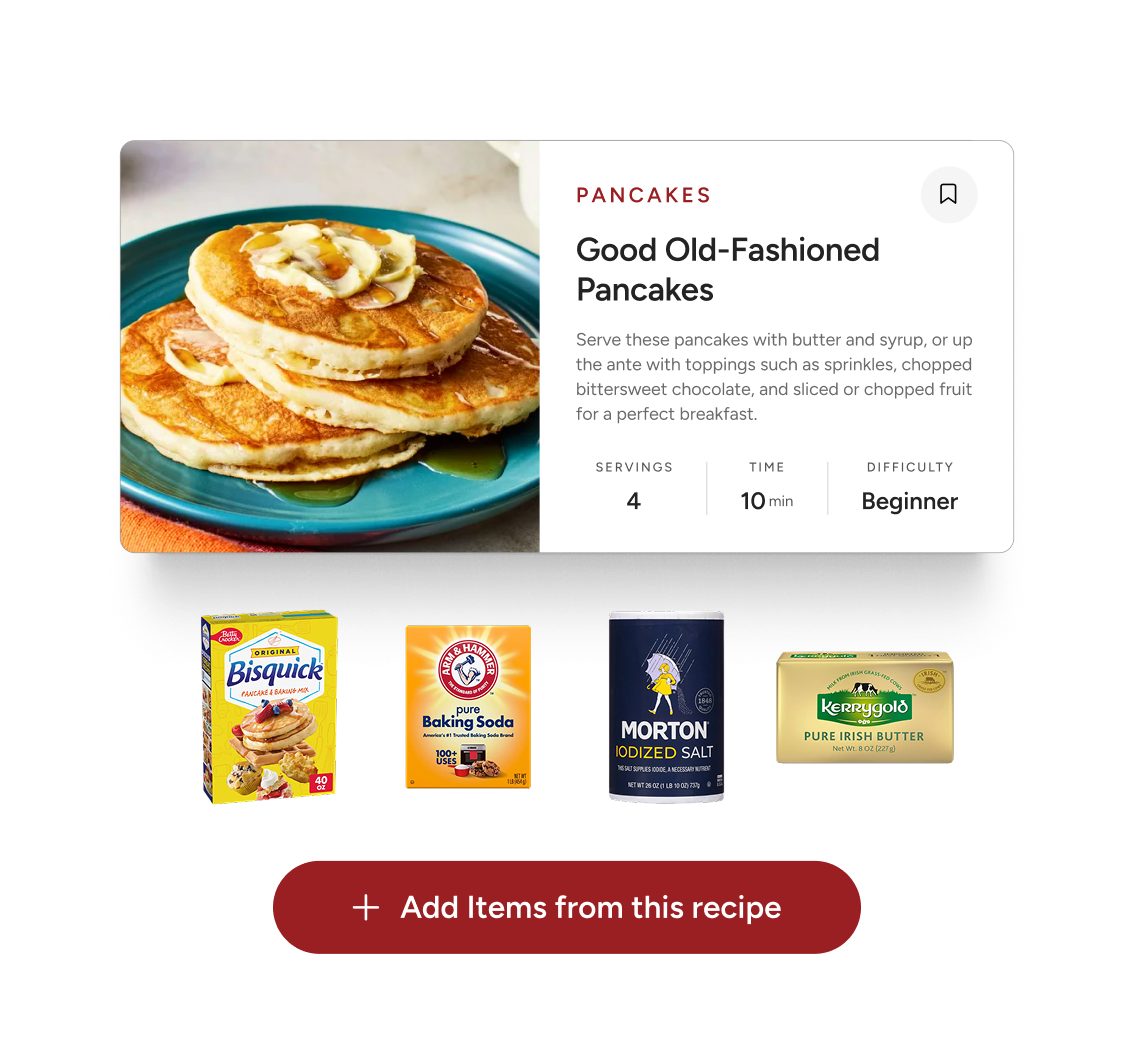 Recipes that convert content into carts